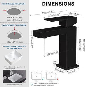 Single Handle Bathroom Faucet, Matte