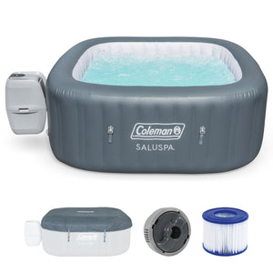 Coleman SaluSpa AirJet 6 Person Inflatable Square Hot Tub with 140 Jets, Gray
