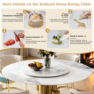 59" Round Sintered Stone Dining Table Set