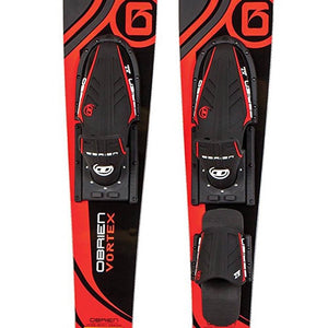 OBrien Vortex Combo 65.5 Inch Adult Mens Size 4.5-13 Wide Body Water Skis, Red - TRAPSKI