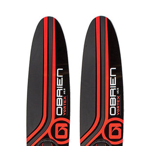 OBrien Vortex Combo 65.5 Inch Adult Mens Size 4.5-13 Wide Body Water Skis, Red - TRAPSKI