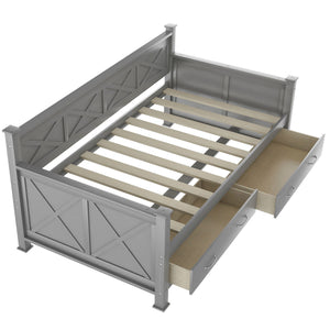 Modern Daybed With 2 Large Drawers, X Shaped Frame