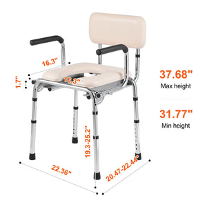Commode Chair with Padded Seat and Adjustable Height