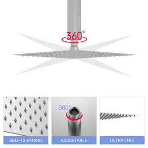 Modern 10" Square Rainfall Shower Head & Stainless Steel Wall Or Ceiling Mount Luxury Spa Shower Panel