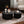 Black Scalloped Round Coffee Table Set