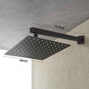 10 Inch Wall Mount Rainfall Square Shower Head, Oil Rubbed Bronze