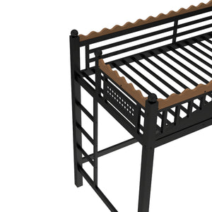 Twin XL Size Loft Bed with Ladders and Storage Shelves