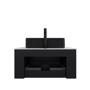 DINA 30" Bathroom Vanity & Sink, Floating Curved Edges Storage Cabinet