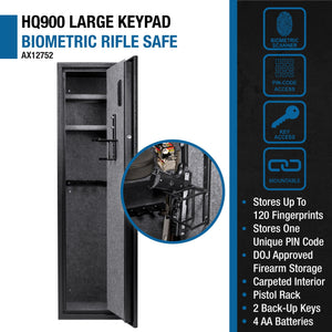 4.33 Cu Ft Biometric Keypad Rifle Safe - Black
