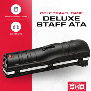SKB Cases Deluxe ATA Hard Plastic Storage 2 Wheeled Cart Golf Bag Travel Case