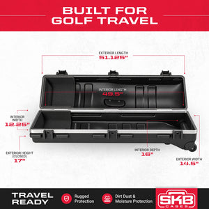 SKB Cases Deluxe ATA Hard Plastic Storage 2 Wheeled Cart Golf Bag Travel Case