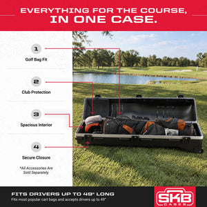 SKB Cases Deluxe ATA Hard Plastic Storage 2 Wheeled Cart Golf Bag Travel Case