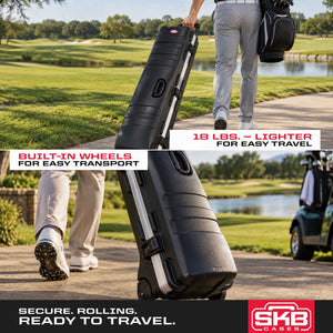 SKB Cases Deluxe ATA Hard Plastic Storage 2 Wheeled Cart Golf Bag Travel Case