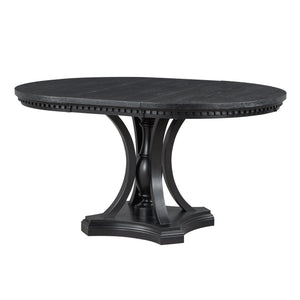 5 Piece Dining Set Extendable Round Table And 4 Chairs - Black / Oak