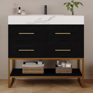 36" Artificial Stone Bathroom Vanity with Ceramic Sink