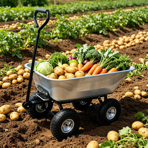 Folding Poly Garden Dump Truck with Steel Frame and Pneumatic Tires