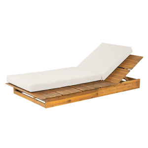 Acacia Wood Chaise Lounge with Movable Cushions