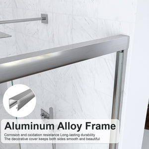 56-60"W x 60"H Semi-Frameless Double Sliding Shower Door