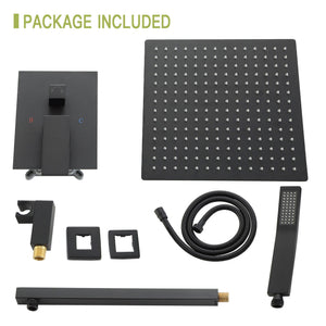 10" Square Dual Shower Head System Wall Mounted With Rough In Valve Modern Bathroom Fixture