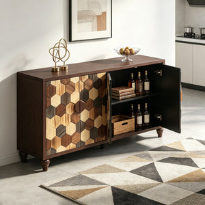 59.8" Sideboard With Honeycomb Pattern
