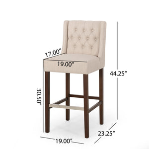 Solstara Upholstered Dining Barstool with Button Tufted and Wing Back