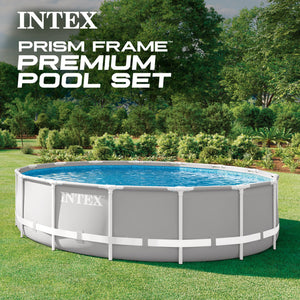 Intex 18ft x 48in Prism Round Frame Above Ground Swimming Pool Set with Pump
