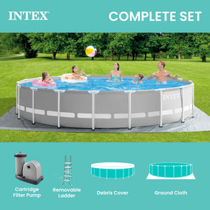 Intex 18ft x 48in Prism Round Frame Above Ground Swimming Pool Set with Pump
