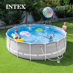 Intex 18ft x 48in Prism Round Frame Above Ground Swimming Pool Set with Pump