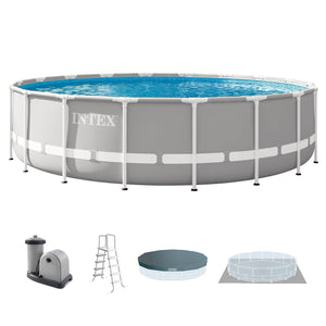 Intex 18ft x 48in Prism Round Frame Above Ground Swimming Pool Set with Pump