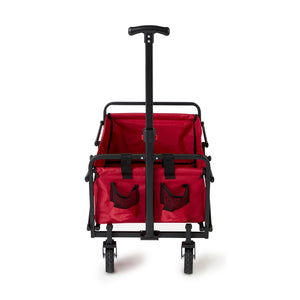 Seina Steel Compact Collapsible Folding Outdoor Portable Utility Cart in Red