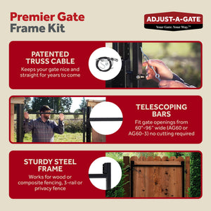 Adjust-A-Gate Steel Frame Gate Building Kit, 60"-96 Inch Wide Opening (2 Pack)