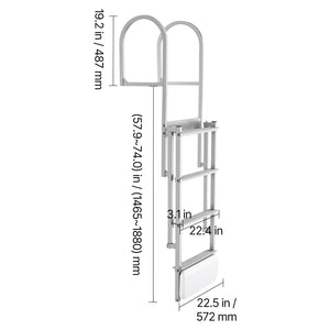 Retractable Dock Ladder, 4 Steps, Aluminum Alloy Swim Ladder