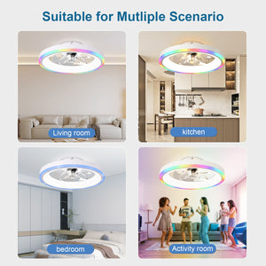 19.7" Modern RGB Ceiling Fan with Lights