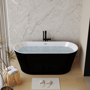 Glossy Freestanding Bathtub With Toe Tap Drain