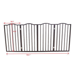 Pet Gate Dog Gate For Doorways, Stairs Or House Freestanding Folding - Dark Brown