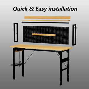 71" Adjustable Workbench with Pegboard