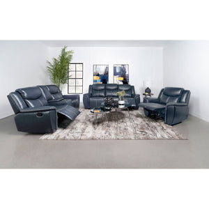Brier - Upholstered Padded Arm Recliner Chair With Manual Recline And Pillowtop Arms - Blue