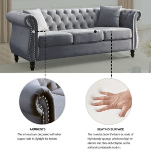 Chesterfield Sofa With Rolled Arms And Nailhead Trim