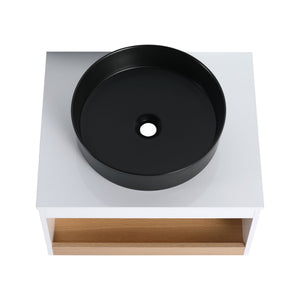 Floating Bathroom Vanity With Glossy Round Vessel Sink