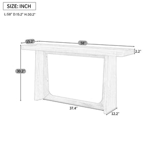 Farmhouse Console Table with Tray Top Design, Solid Wood Frame