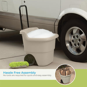 Suncast LC1250D 15 Gallon Poly Multipurpose Rolling Lawn and Garden Cart, Taupe