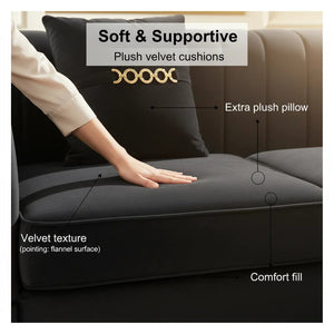 Mosharong-55 Velvet 3-Seater Sofa