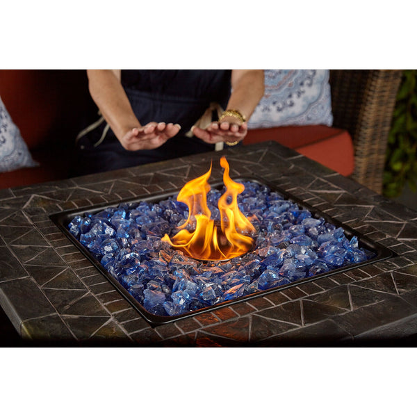 Endless Summer Gas Outdoor Fire Table w/Resin Mantel, Blue Fire Glass