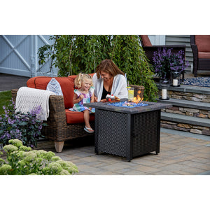 Endless Summer Gas Outdoor Fire Table w/Resin Mantel, Blue Fire Glass
