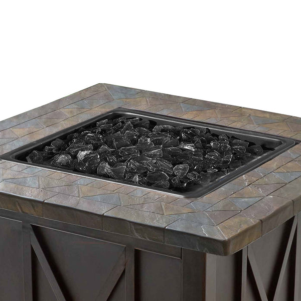 Endless Summer 30,000 BTU LP Gas Outdoor Patio Fire Pit Table w/Black Fire Glass