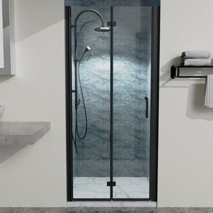 Bi-Fold Semi-Frameless Shower Doors In Matte With Clear Glass