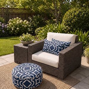 4 Pack Outdoor Lumbar Pillow with Inserts – Blue Trellis