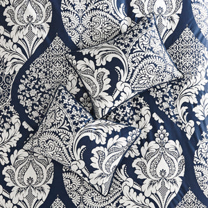7 Piece Cotton Printed Comforter Set Indigo King