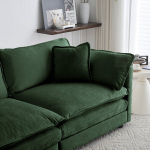 2-Piece Upholstered Sectional Sofa Set in Green Chenille