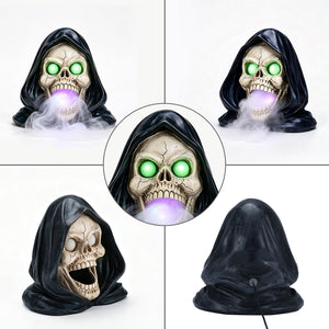 Halloween Grim Reaper Skull Statue with LED Light